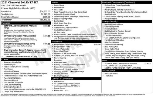 2021 Chevrolet Bolt EV FWD LT