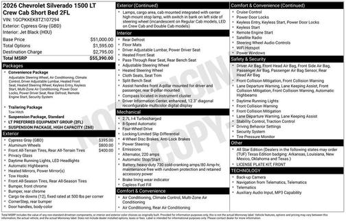 Cypress Gray 2026 Chevrolet Silverado 1500 LT