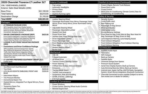 Satin Steel Metallic 2020 Chevrolet Traverse LT Leather