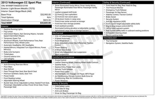 2013 Volkswagen CC 2.0T Sport Plus