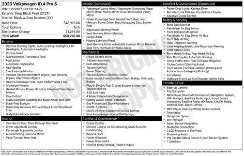 Deep Black Pearl Effect 2023 Volkswagen ID.4 Pro S