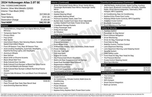 2024 Volkswagen Atlas 2.0T SE