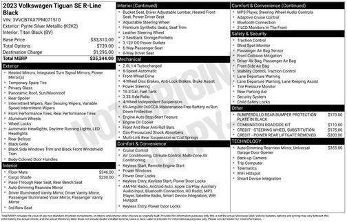 2023 Volkswagen Tiguan 2.0T SE R-Line Black