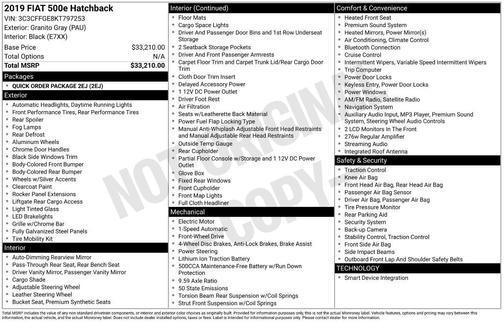 2019 FIAT 500e Battery Electric