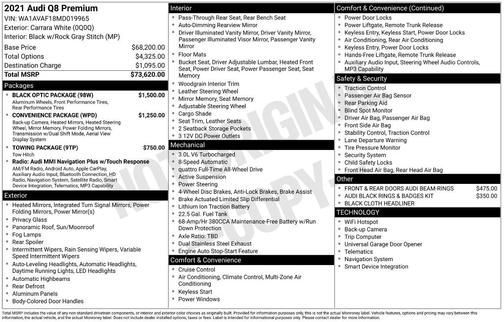 2021 Audi Q8 55 Premium