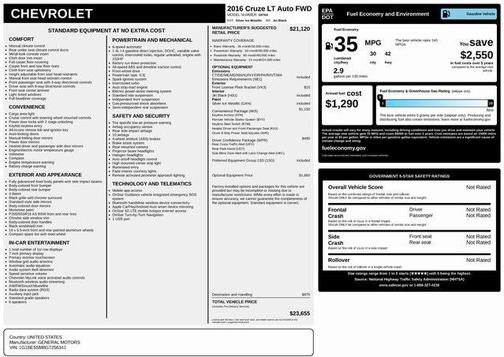 2016 Chevrolet Cruze LT Auto