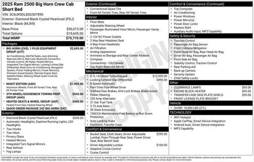 2025 RAM 2500 Big Horn Crew Cab 4x4 6'4' Box