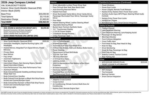 Silver Zynith 2026 Jeep Compass Limited