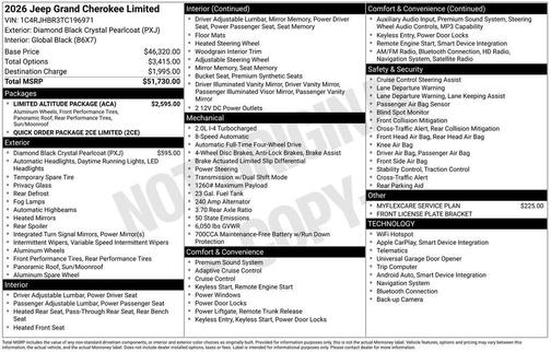 Diamond Black 2026 Jeep Grand Cherokee Limited