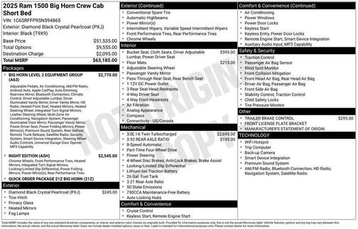 Diamond Black 2025 RAM 1500 Big Horn/Lone Star