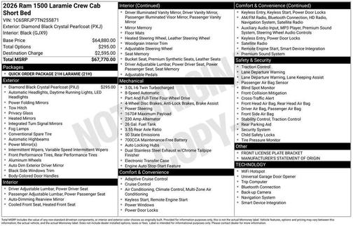Diamond Black 2026 RAM 1500 Laramie