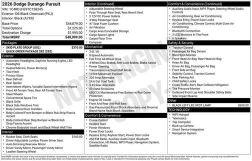 DB Black Crystal Clearcoat 2026 Dodge Durango Pursuit