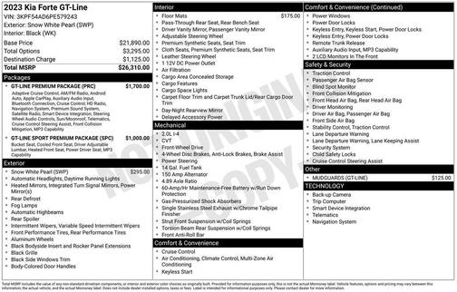 Snow White Pearl 2023 Kia Forte GT-Line