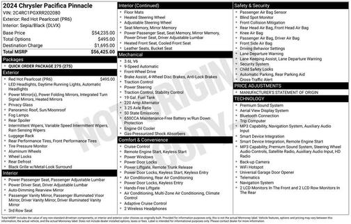 Red 2024 Chrysler Pacifica Pinnacle