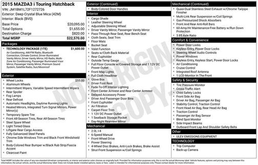 Deep Crystal Blue Mica 2015 Mazda Mazda3 i Touring