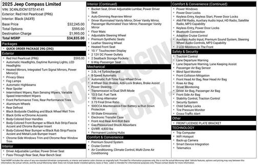 Red 2025 Jeep Compass Limited