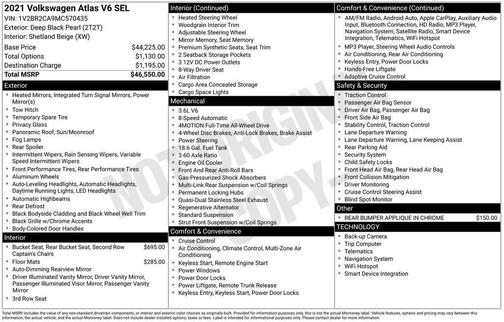 2021 Volkswagen Atlas 3.6 V6 SEL