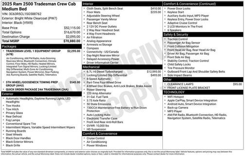 Bright White Clearcoat 2025 RAM 2500 Tradesman