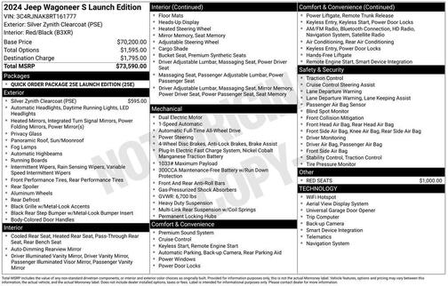 Silver Zynith Clearcoat 2024 Jeep Wagoneer S Launch Edition