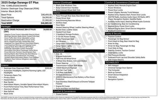 Destroyer Gray Clearcoat 2025 Dodge Durango GT