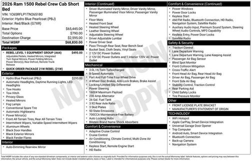 Hydro Blue Pearlcoat 2026 RAM 1500 Rebel
