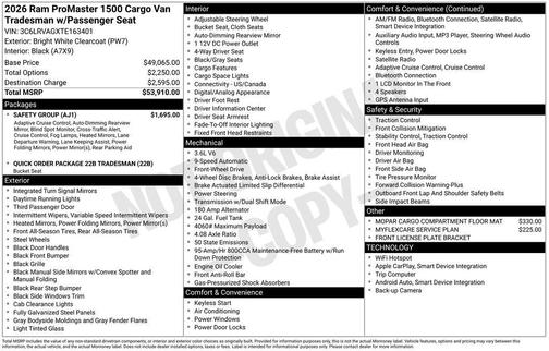 Bright White Clearcoat 2026 RAM ProMaster 1500 Low Roof