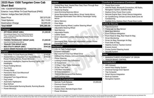Ivory White 2025 RAM 1500 Tungsten