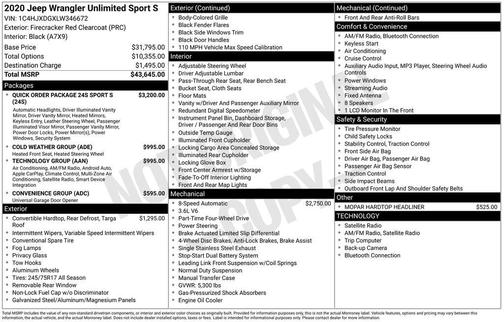 2020 Jeep Wrangler Unlimited Sport