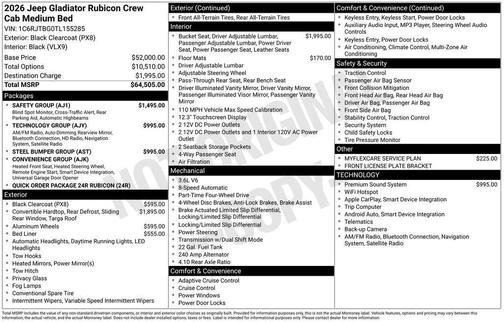 Black Clearcoat 2026 Jeep Gladiator Rubicon