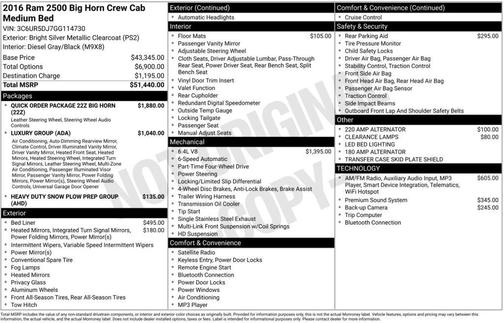 2016 RAM 2500 Big Horn