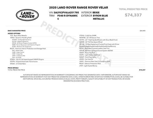 2020 Land Rover Range Rover Velar P340 S R-Dynamic