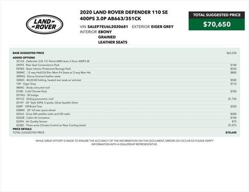 2020 Land Rover Defender 110 SE