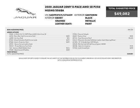 2020 Jaguar E-PACE SE P250 AWD Automatic