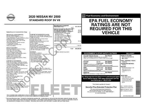 2020 Nissan NV Cargo NV2500 HD SV V8