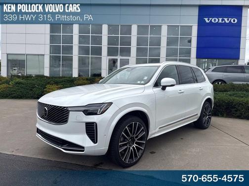 Crystal White Pearl 2026 Volvo XC90 Plus, B6 AWD Gas (mild hybrid), Gasoline, Bright, 7 Seats