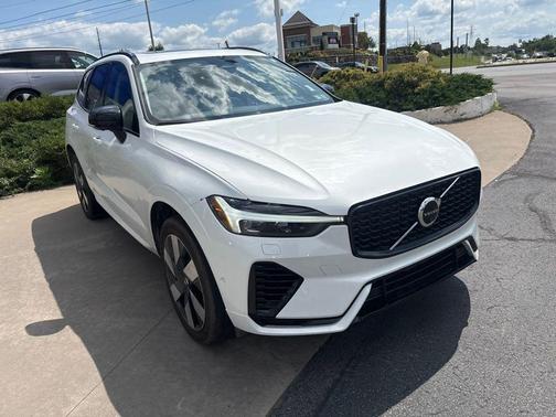 Crystal White Metallic 2025 Volvo XC60 Plug-In Hybrid Plus, T8 AWD Electric/Gasoline, Dark