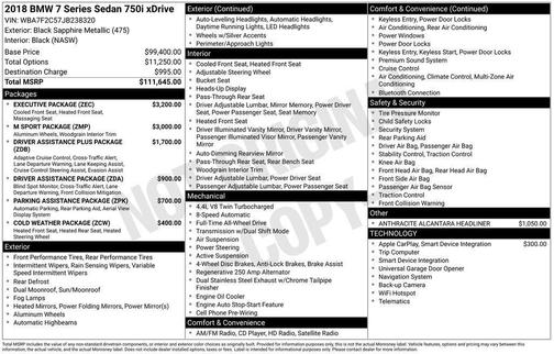 Black Sapphire Metallic 2018 BMW 750 i xDrive