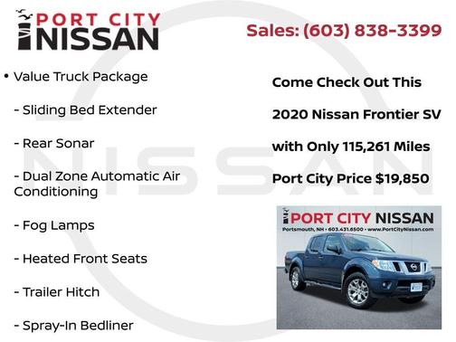 Arctic Blue Metallic 2020 Nissan Frontier SV