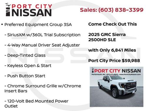 Summit White 2025 GMC Sierra 2500 SLE