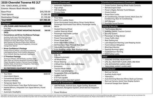 2020 Chevrolet Traverse RS