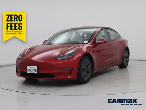Red 2021 Tesla Model 3 Standard Range Plus
