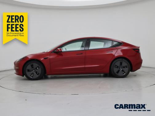 Red 2021 Tesla Model 3 Standard Range Plus