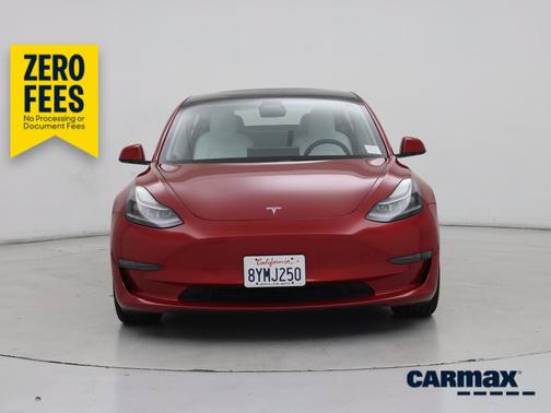Red 2021 Tesla Model 3 Standard Range Plus