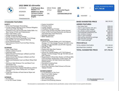 2022 BMW X5 PHEV xDrive45e