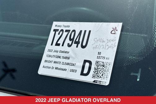 Bright White Clearcoat 2022 Jeep Gladiator Overland
