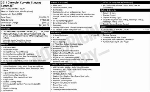 2014 Chevrolet Corvette Stingray Base