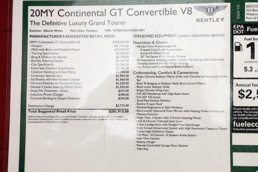 2020 Bentley Continental GT V8