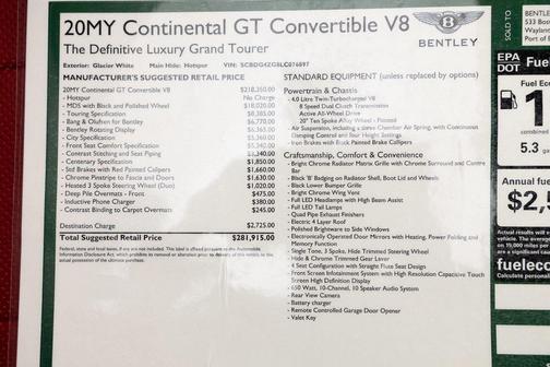 2020 Bentley Continental GT V8