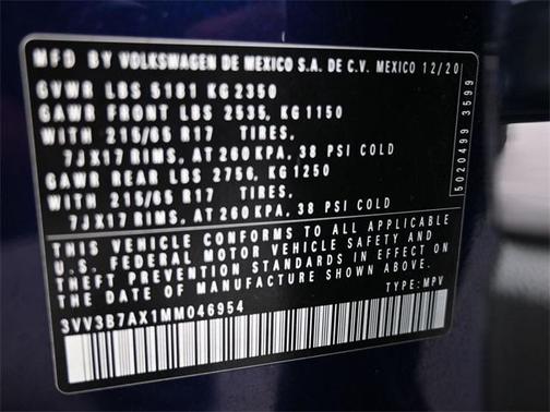 2021 Volkswagen Tiguan 2.0T SE