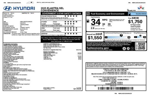 2025 Hyundai ELANTRA SEL Convenience